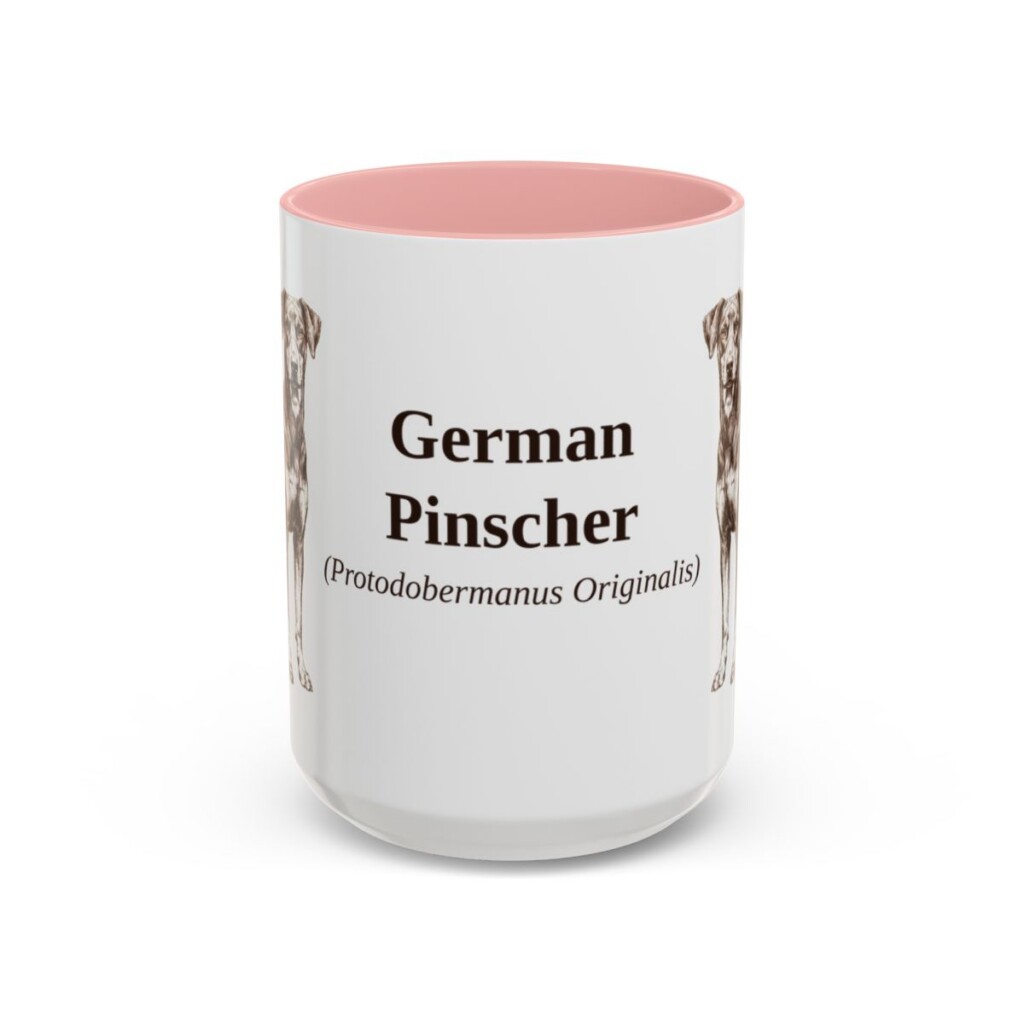15oz German Pinscher Latin Mug, Pink, front view