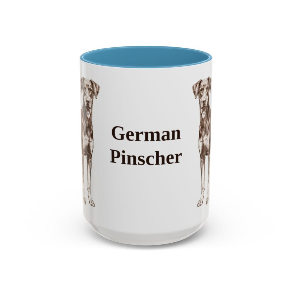 15oz German Pinscher Mug, Light Blue, front view