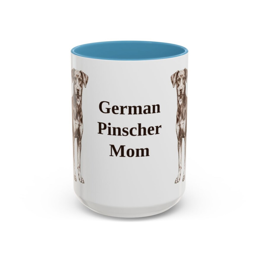 15oz-german-pinscher-mug-mom-light-blue 15oz German Pinscher Dog Mom Mug, Light Blue, front view