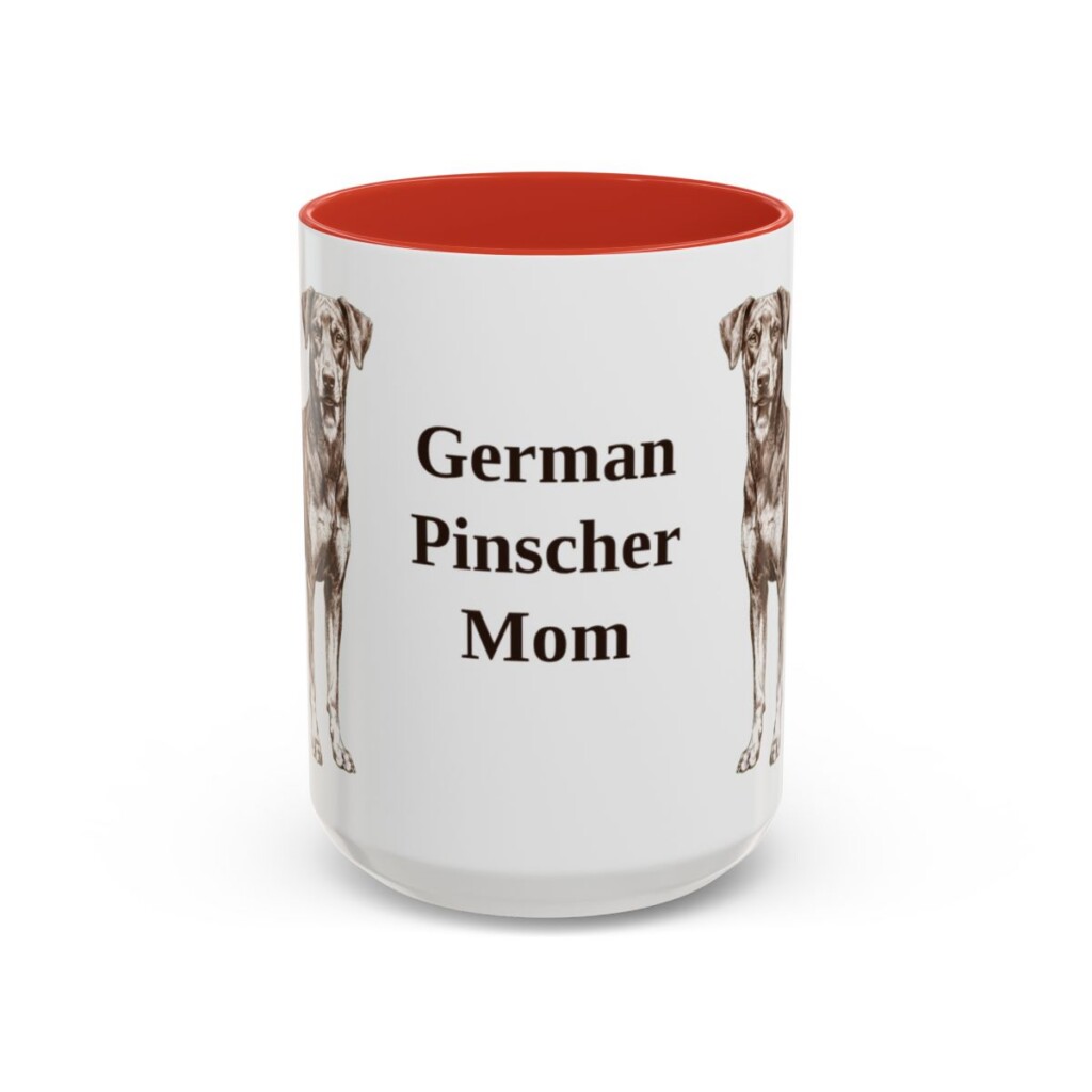 15oz-german-pinscher-mug-mom-red 15oz German Pinscher Dog Mom Mug, Red, front view
