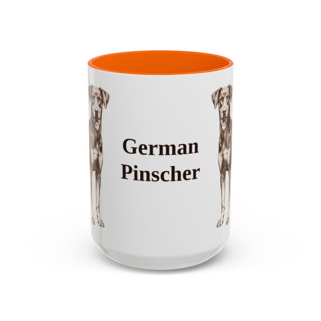 15oz German Pinscher Mug, Orange, front view