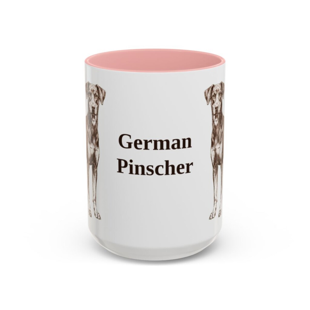 15oz German Pinscher Mug, Pink, front view