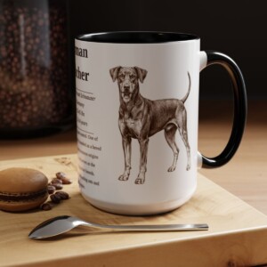15oz German Pinscher Mug, Black, lifestyle photo