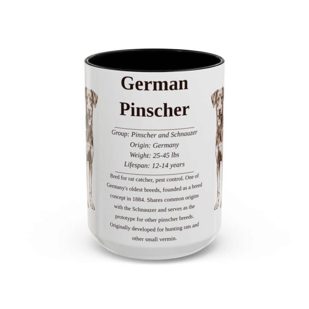 15oz German Pinscher Mug, Black, front view