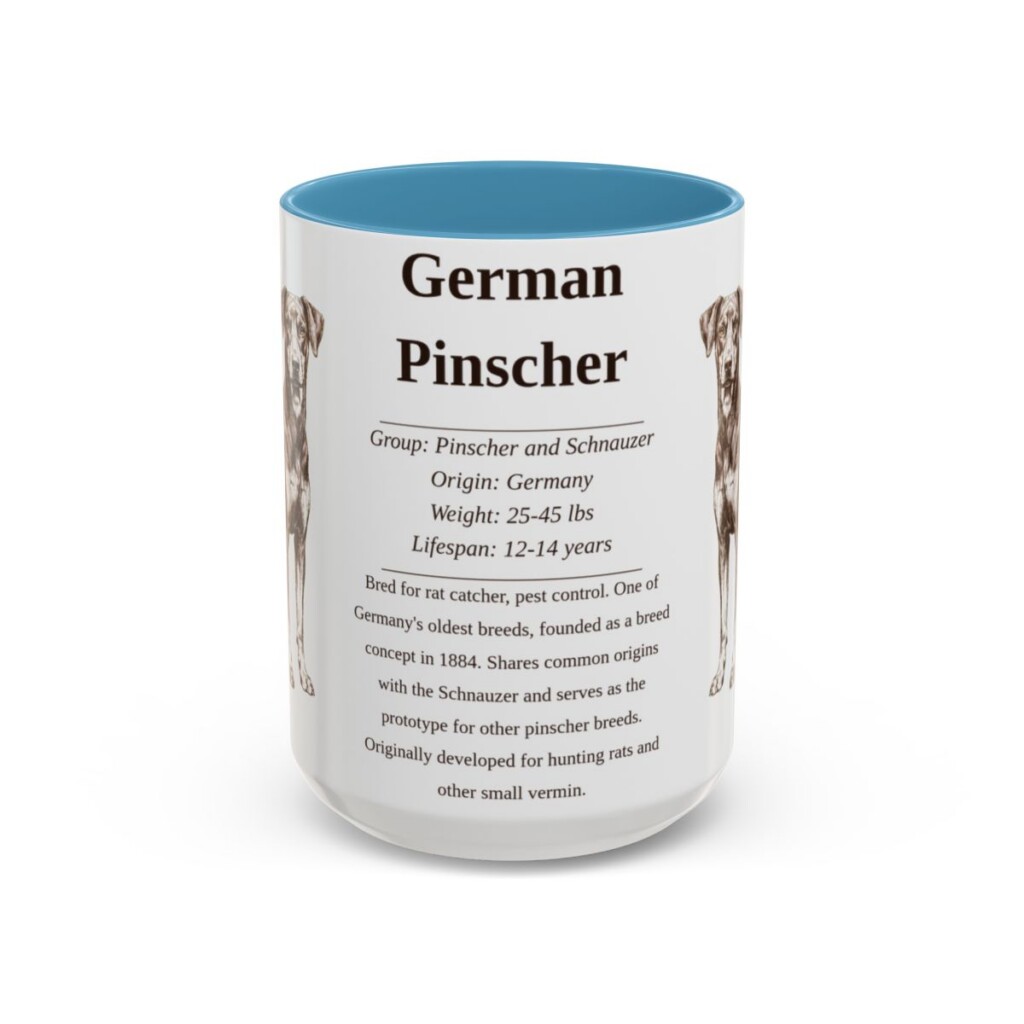 15oz German Pinscher Mug, Light Blue, front view