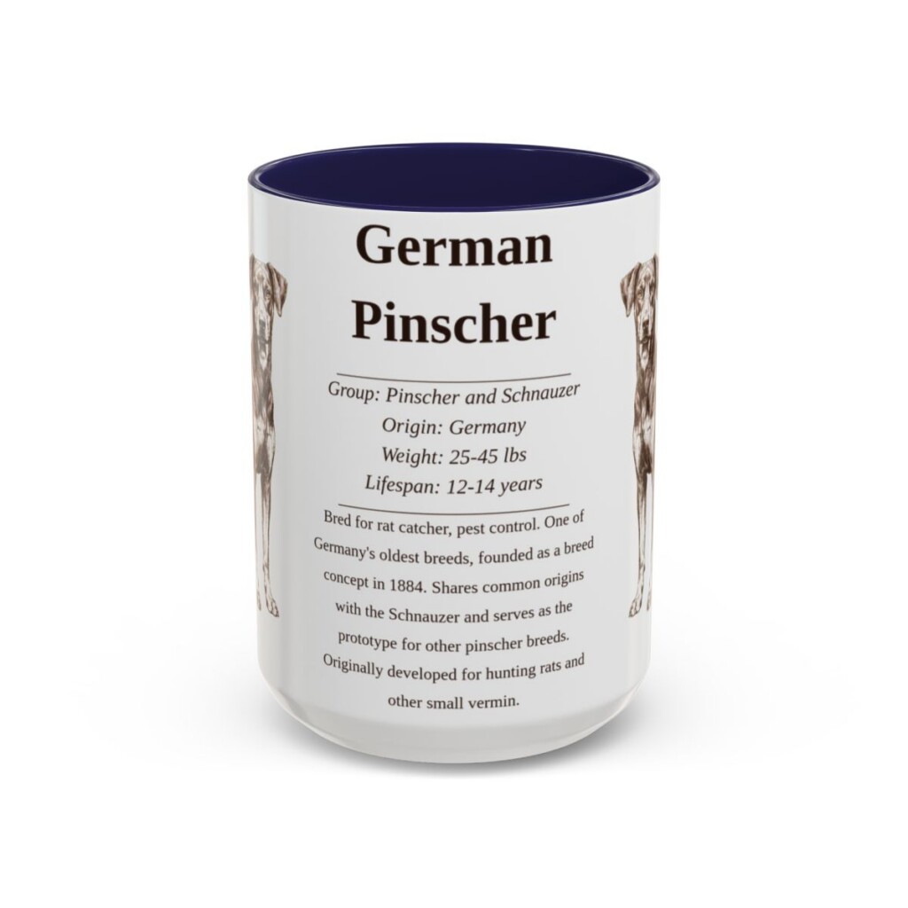 15oz German Pinscher Mug, Navy, front view
