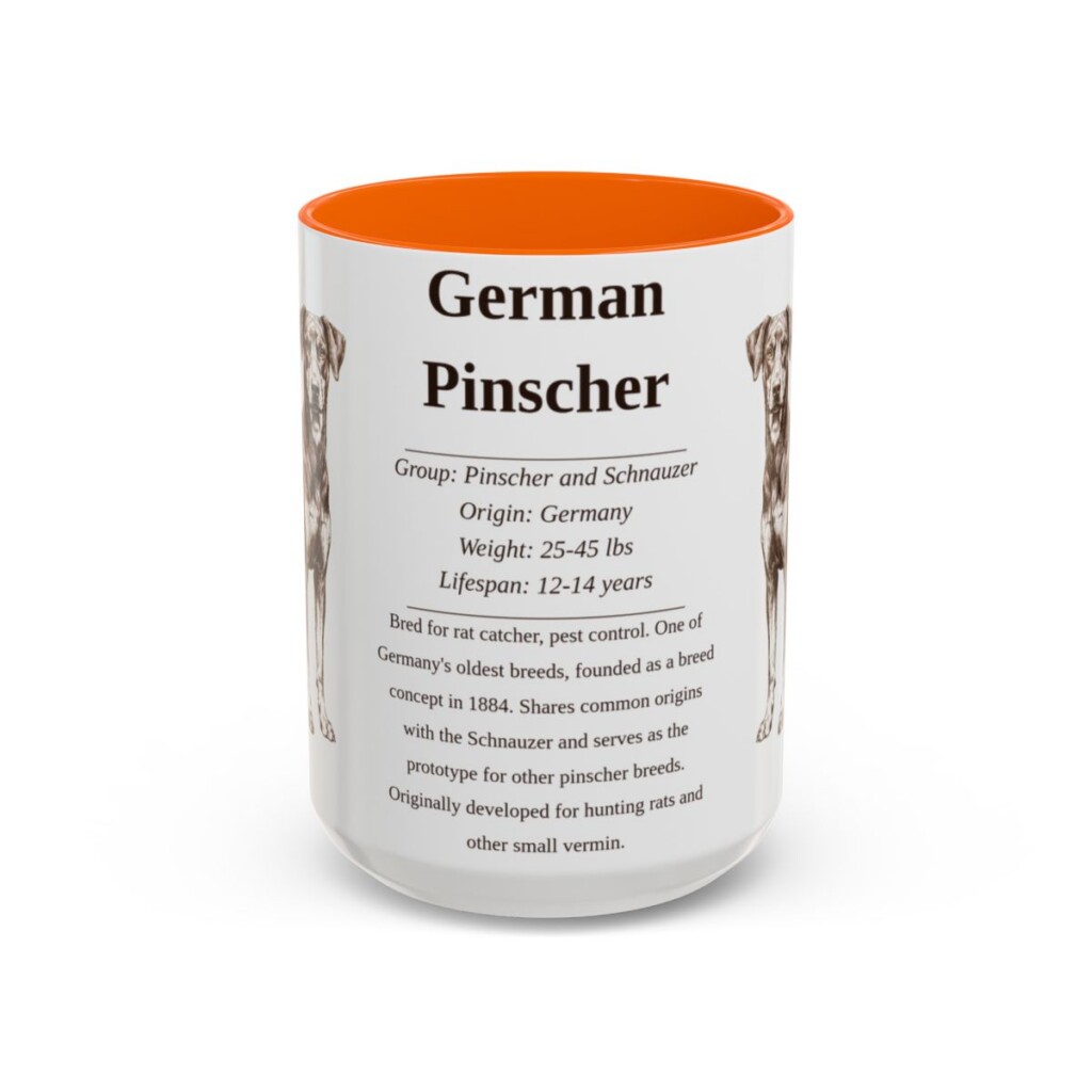 15oz German Pinscher Mug, Orange, front view