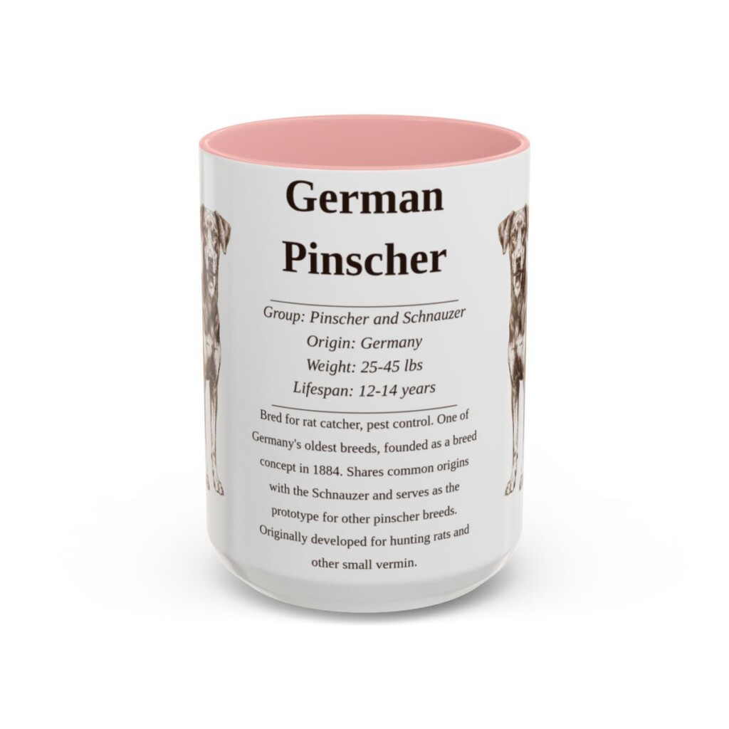 15oz German Pinscher Mug, Pink, front view
