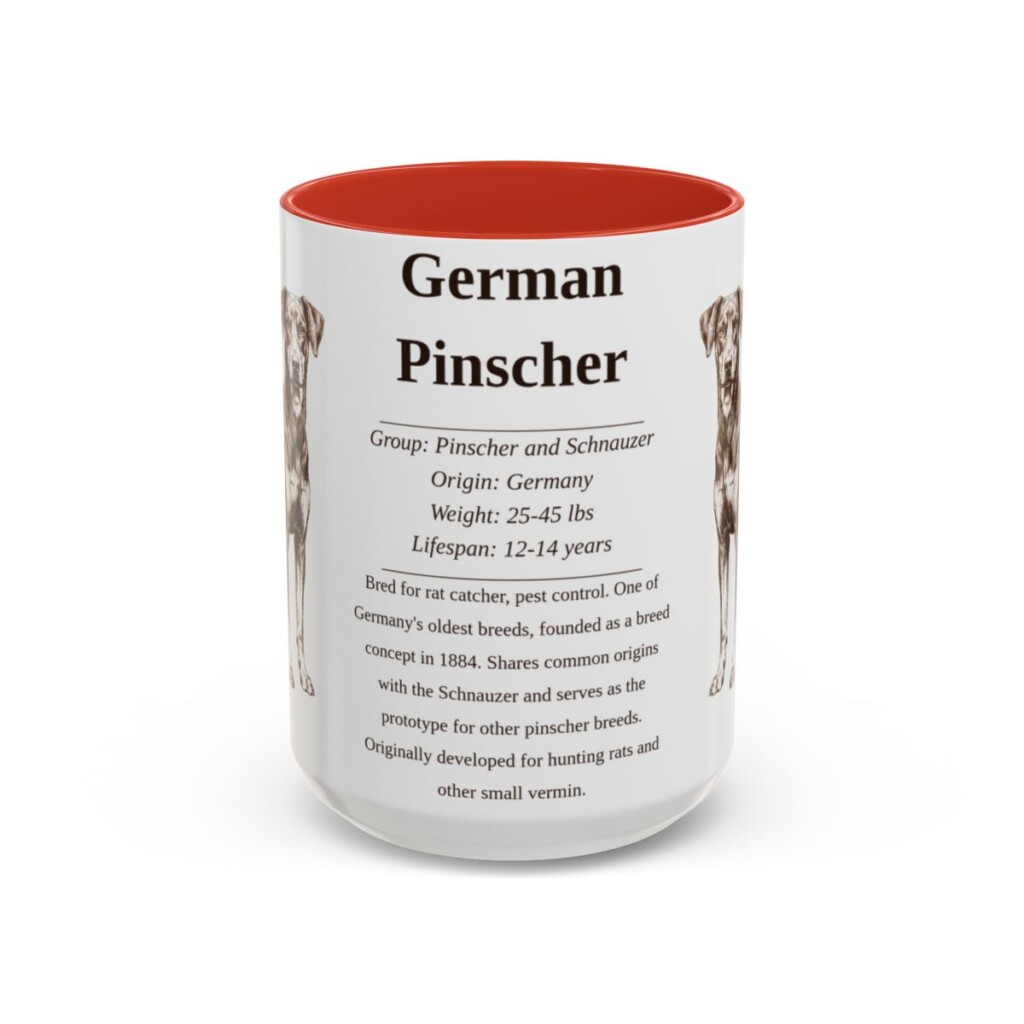 15oz German Pinscher Mug, Red, front view