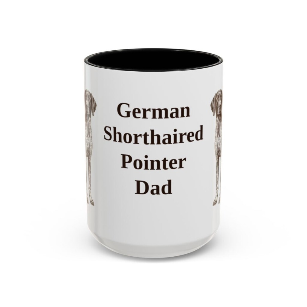 15oz German Shorthaired Pointer Dog Dad Mug, Black, front view