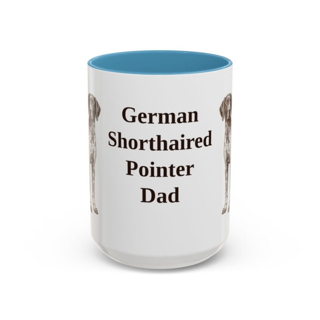 15oz German Shorthaired Pointer Dog Dad Mug, Light Blue, front view
