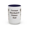 15oz German Shorthaired Pointer Dog Dad Mug, Navy, front view