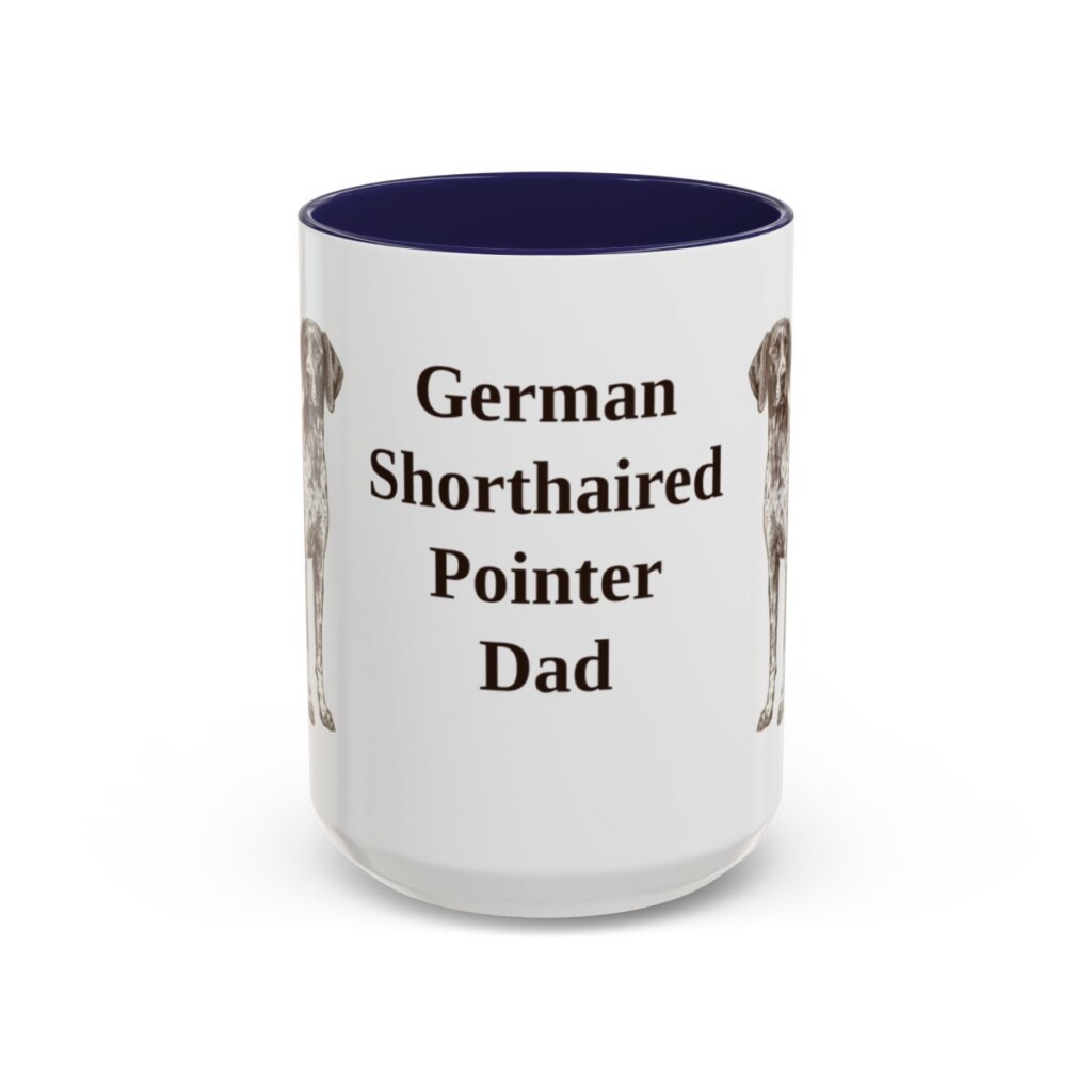 15oz German Shorthaired Pointer Dog Dad Mug, Navy, front view