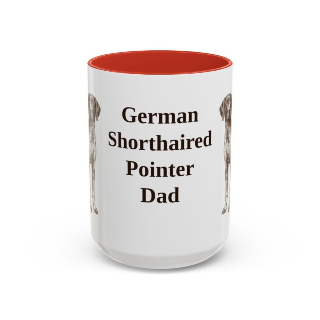 15oz German Shorthaired Pointer Dog Dad Mug, Red, front view