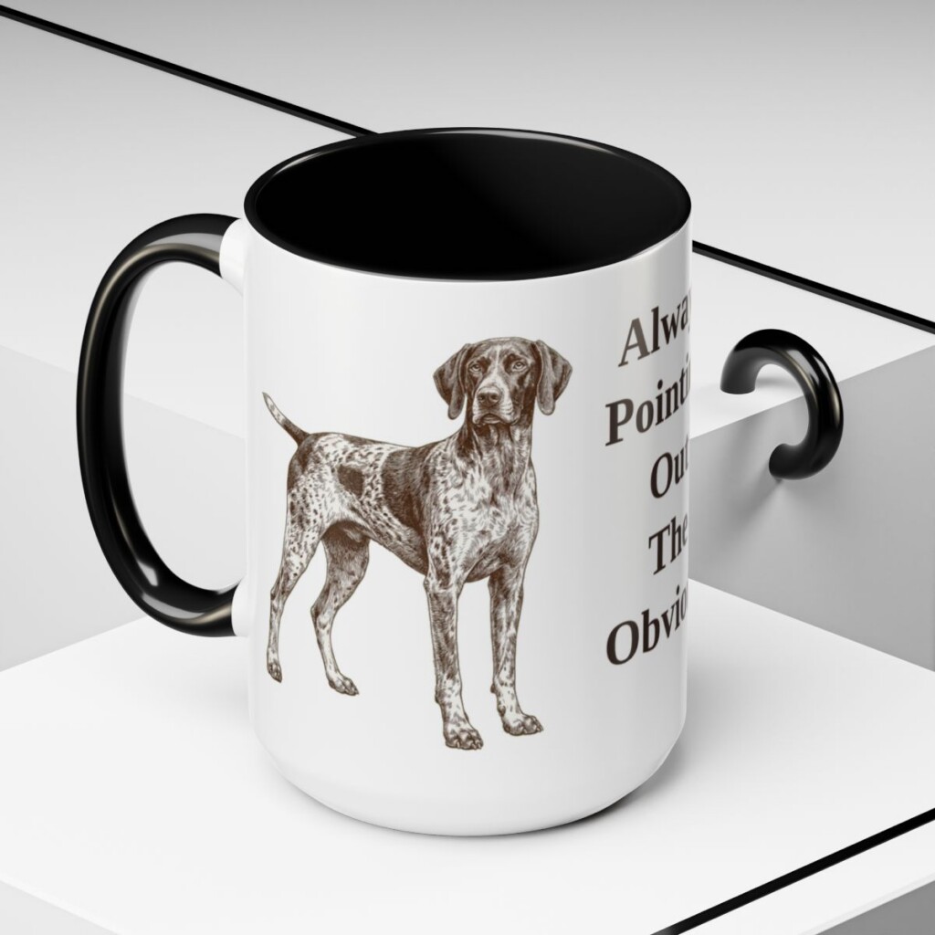 15oz Funny German Shorthaired Pointer Mug, Black, lifestyle photo