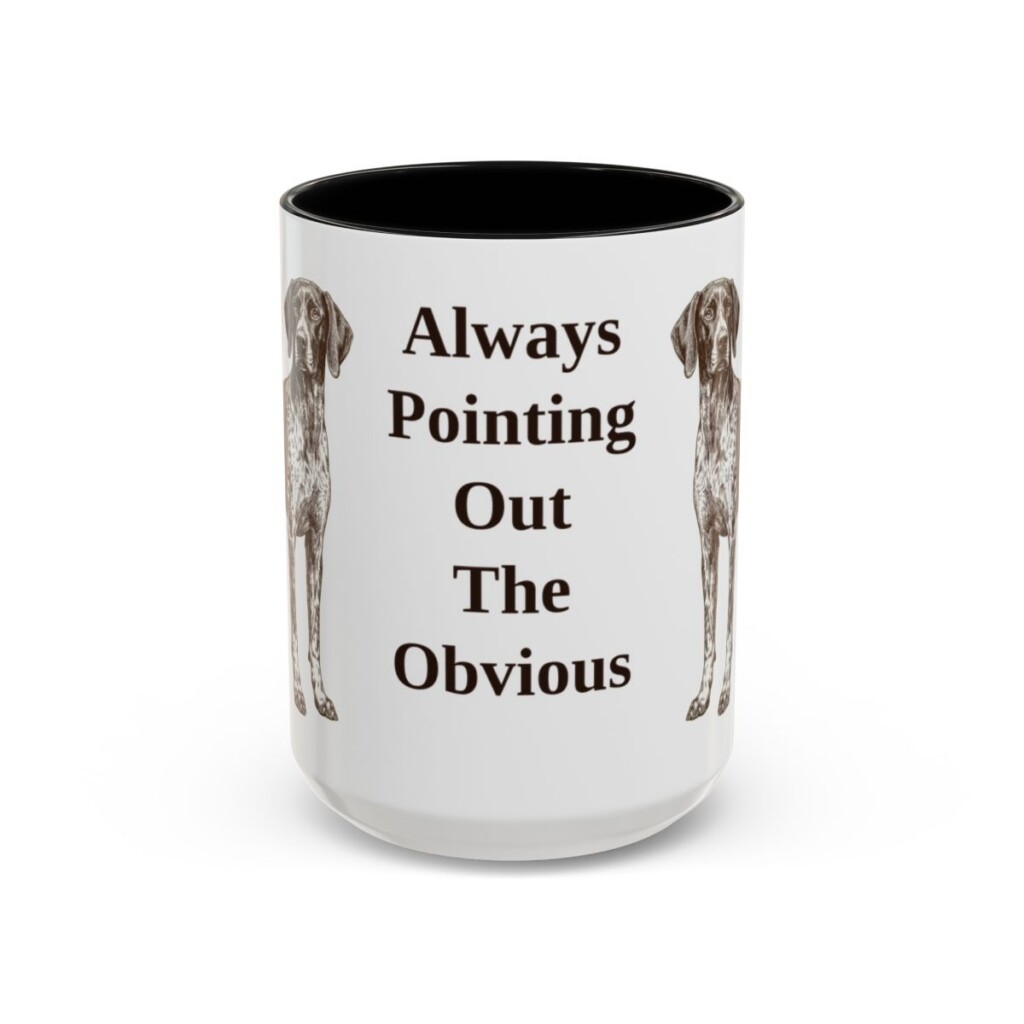 15oz Funny German Shorthaired Pointer Mug, Black, front view