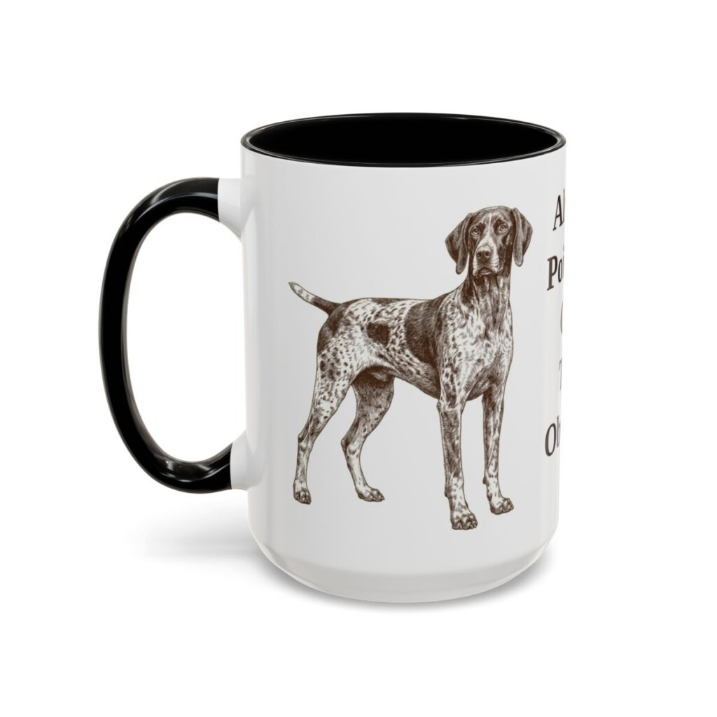 15oz Funny German Shorthaired Pointer Mug, Black, left side view