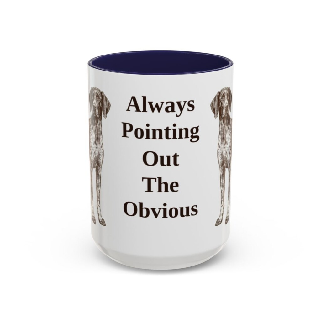 15oz Funny German Shorthaired Pointer Mug, Navy, front view