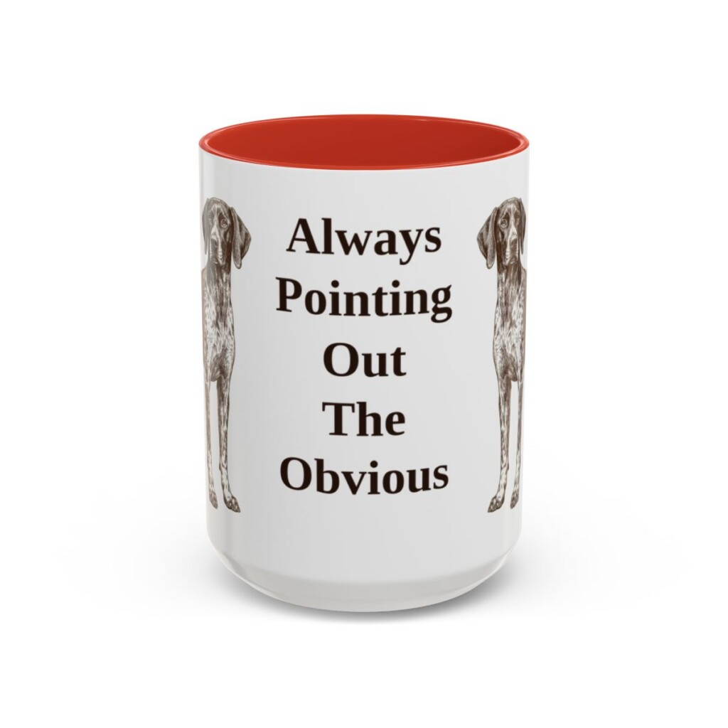 15oz Funny German Shorthaired Pointer Mug, Red, front view