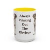 15oz Funny German Shorthaired Pointer Mug, Yellow, front view
