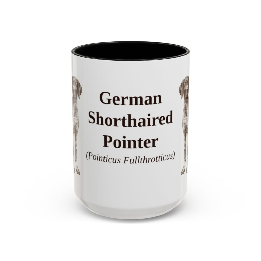 15oz German Shorthaired Pointer Latin Mug, Black, front view