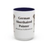 15oz German Shorthaired Pointer Latin Mug, Navy, front view