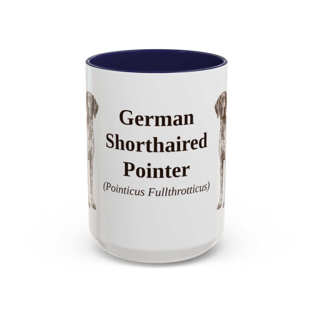 15oz German Shorthaired Pointer Latin Mug, Navy, front view
