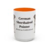 15oz German Shorthaired Pointer Latin Mug, Orange, front view