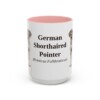 15oz German Shorthaired Pointer Latin Mug, Pink, front view