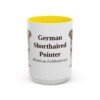 15oz German Shorthaired Pointer Latin Mug, Yellow, front view