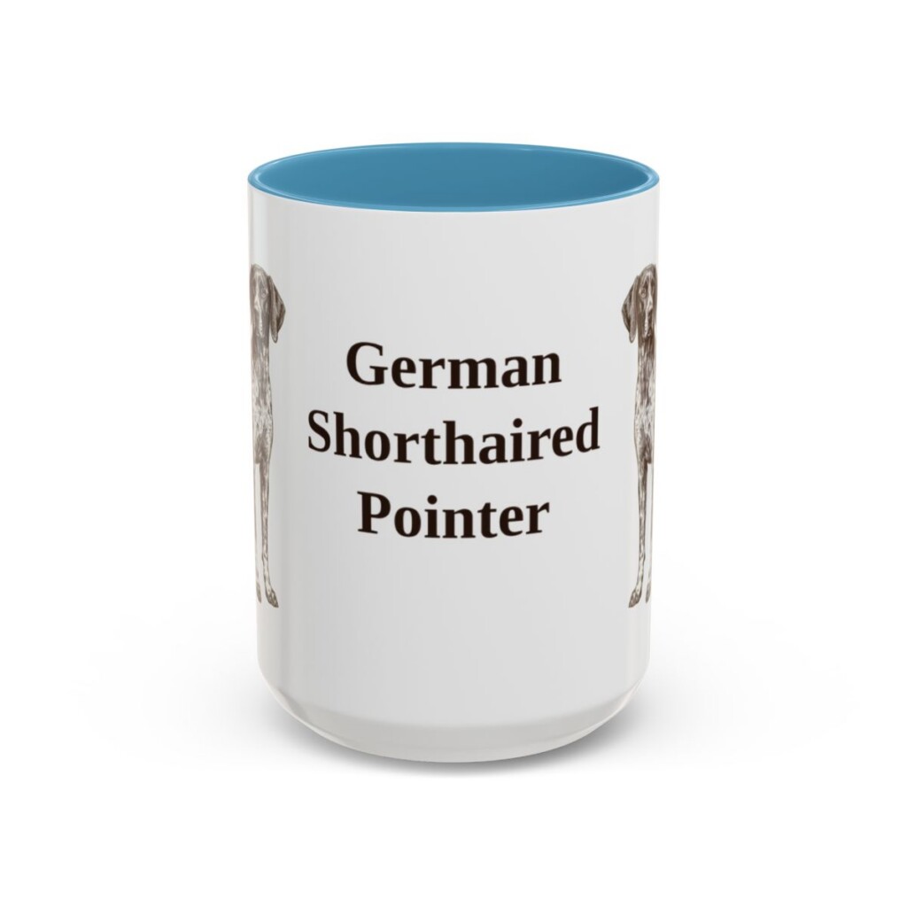 15oz German Shorthaired Pointer Mug, Light Blue, front view