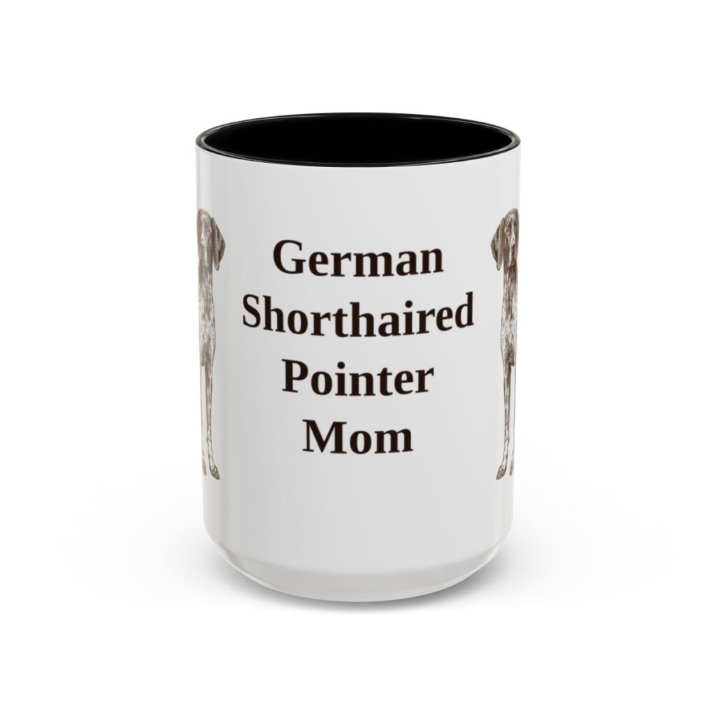 15oz German Shorthaired Pointer Dog Mom Mug, Black, front view