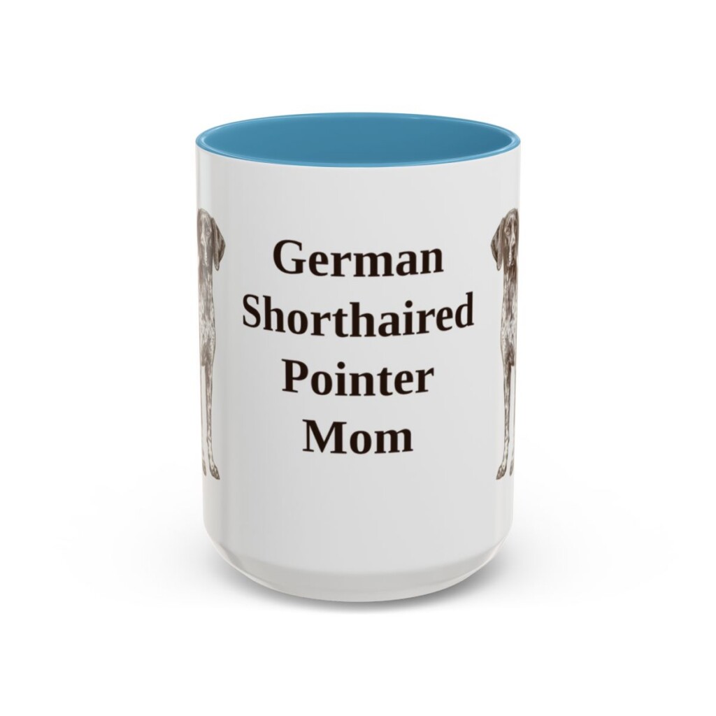 15oz German Shorthaired Pointer Dog Mom Mug, Light Blue, front view