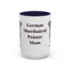 15oz German Shorthaired Pointer Dog Mom Mug, Navy, front view