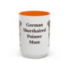 15oz German Shorthaired Pointer Dog Mom Mug, Orange, front view