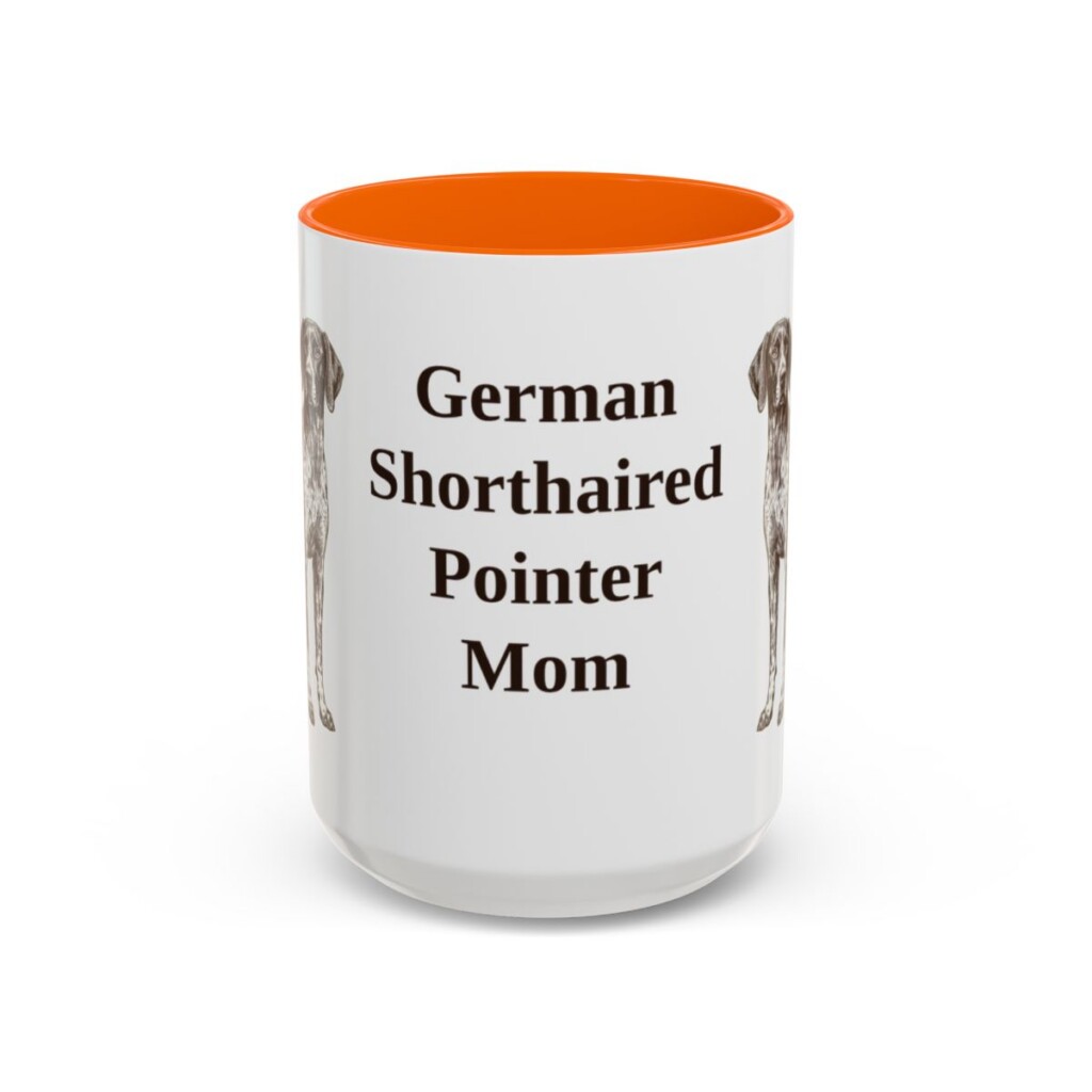 15oz German Shorthaired Pointer Dog Mom Mug, Orange, front view