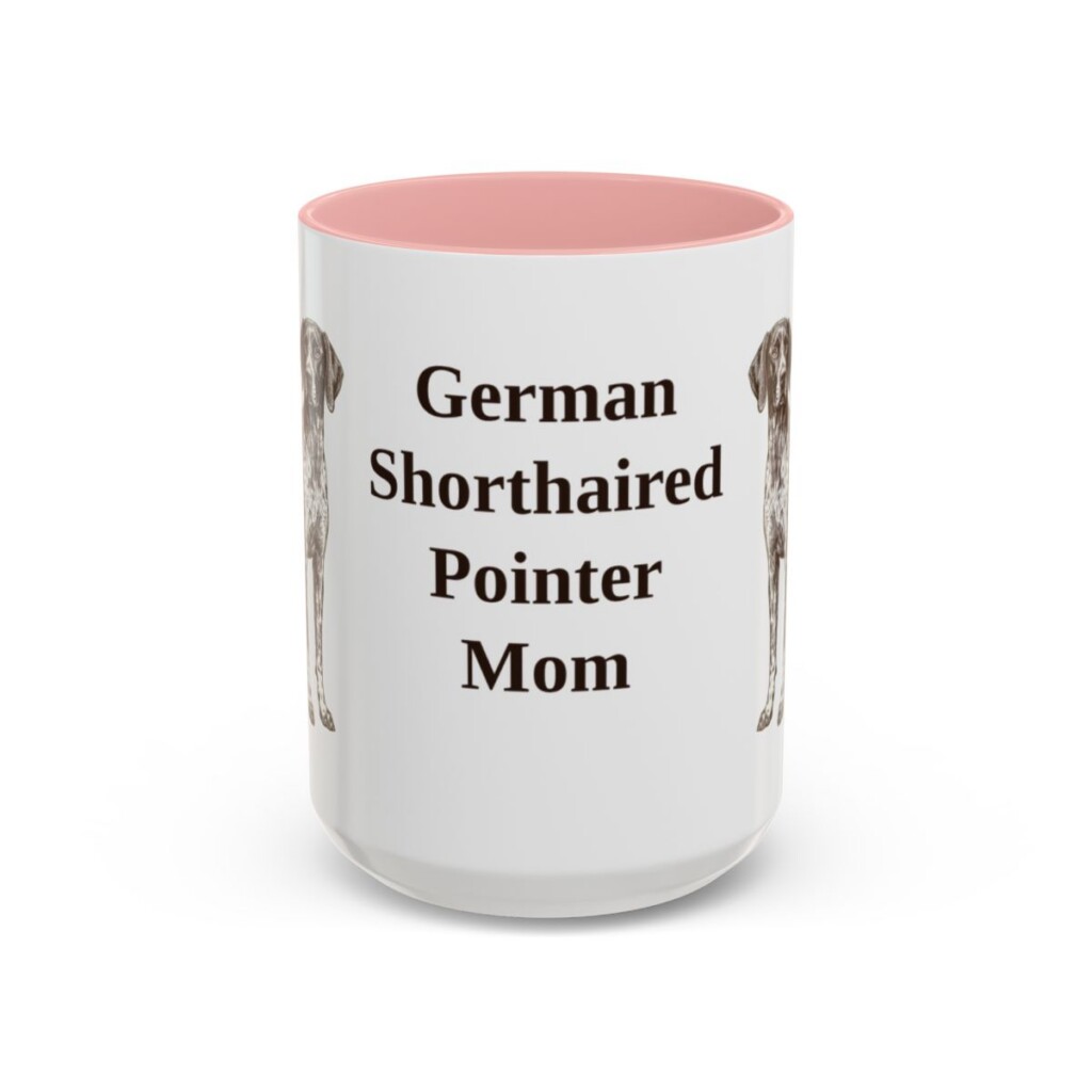 15oz German Shorthaired Pointer Dog Mom Mug, Pink, front view