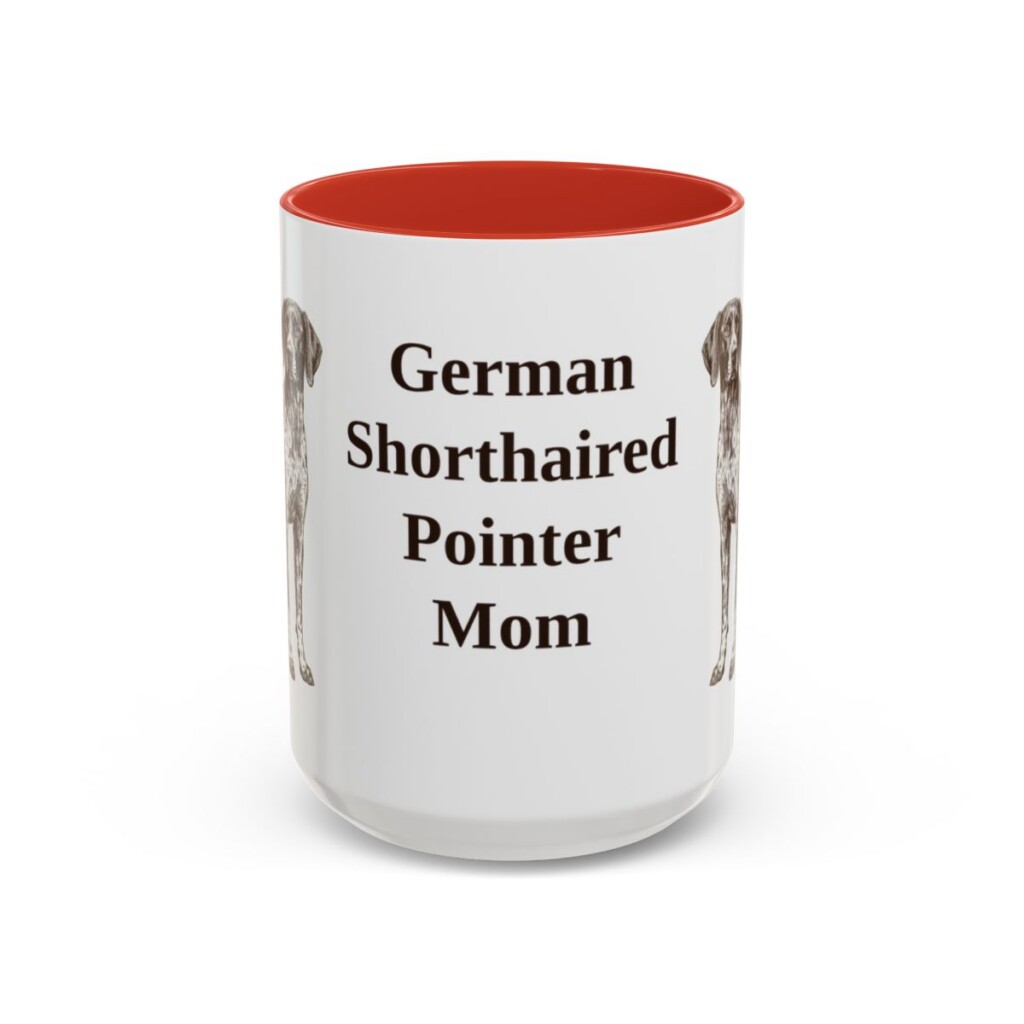 15oz German Shorthaired Pointer Dog Mom Mug, Red, front view