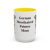 15oz German Shorthaired Pointer Dog Mom Mug, Yellow, front view