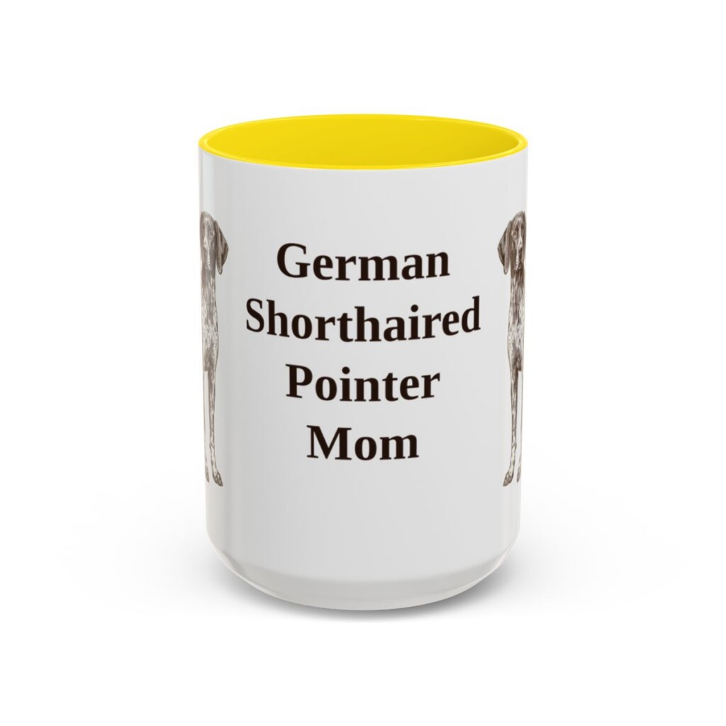 15oz German Shorthaired Pointer Dog Mom Mug, Yellow, front view