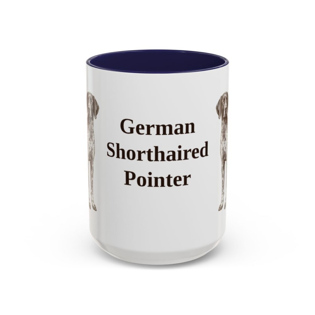 15oz German Shorthaired Pointer Mug, Navy, front view