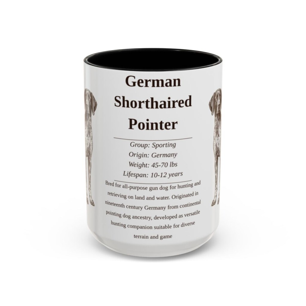 15oz German Shorthaired Pointer Mug, Black, front view