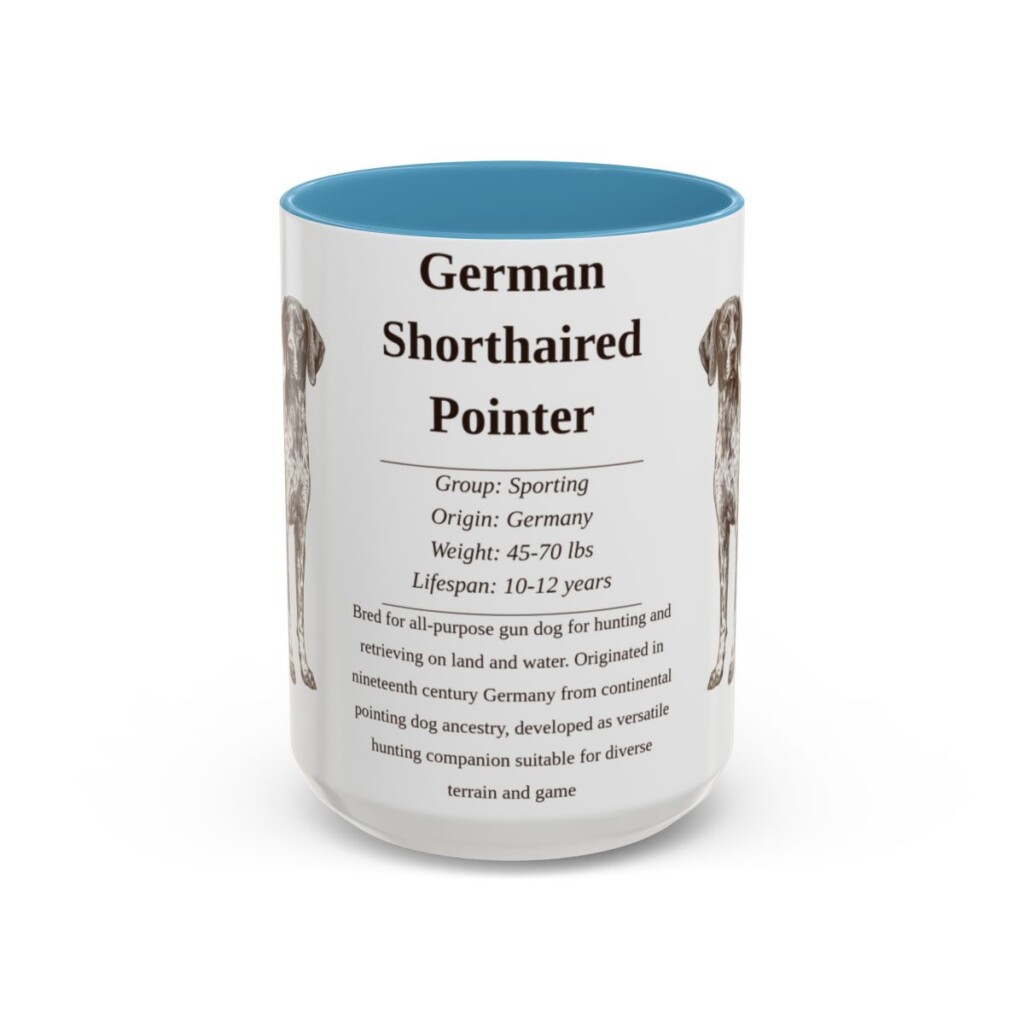 15oz German Shorthaired Pointer Mug, Light Blue, front view