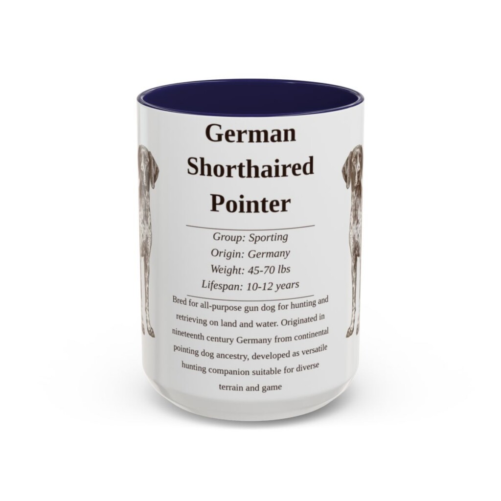 15oz German Shorthaired Pointer Mug, Navy, front view