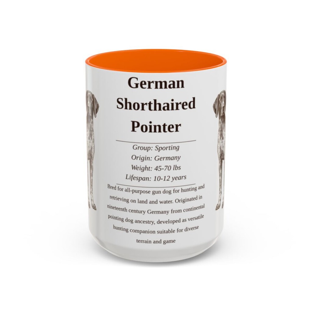 15oz German Shorthaired Pointer Mug, Orange, front view