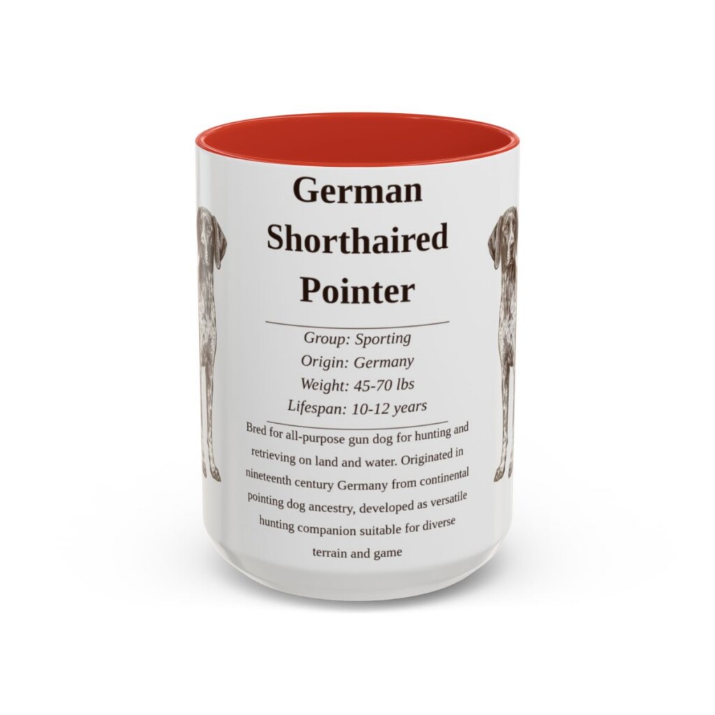 15oz German Shorthaired Pointer Mug, Red, front view