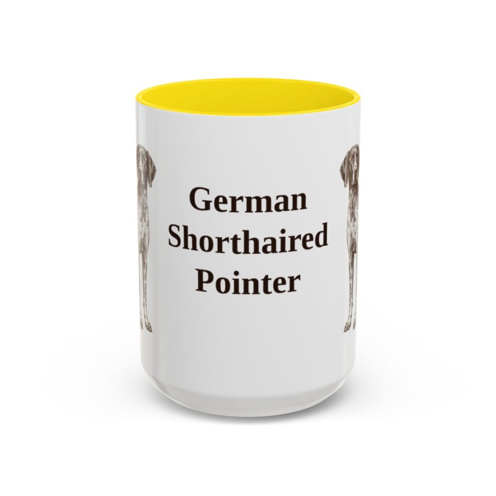 15oz German Shorthaired Pointer Mug, Yellow, front view