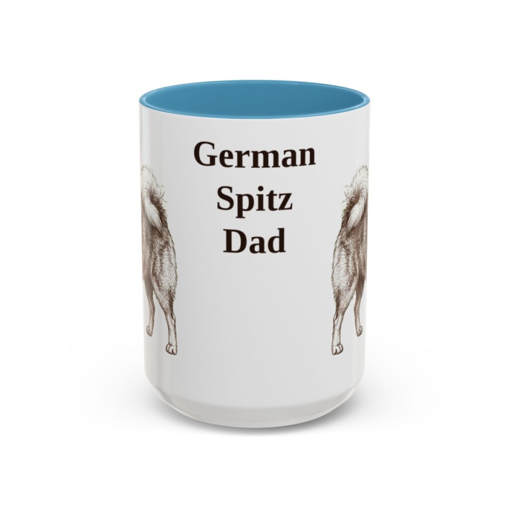 15oz German Spitz Dog Dad Mug, Light Blue, front view
