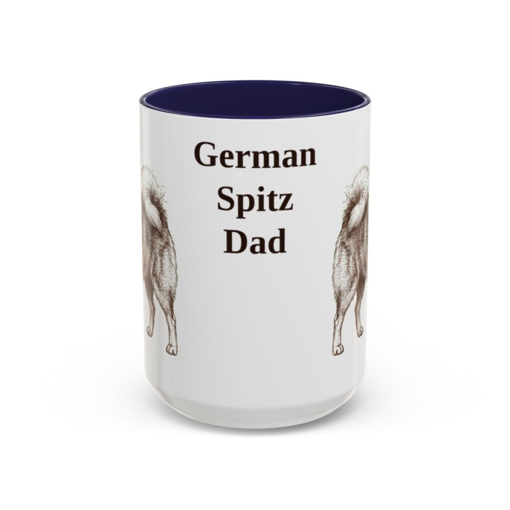 15oz German Spitz Dog Dad Mug, Navy, front view