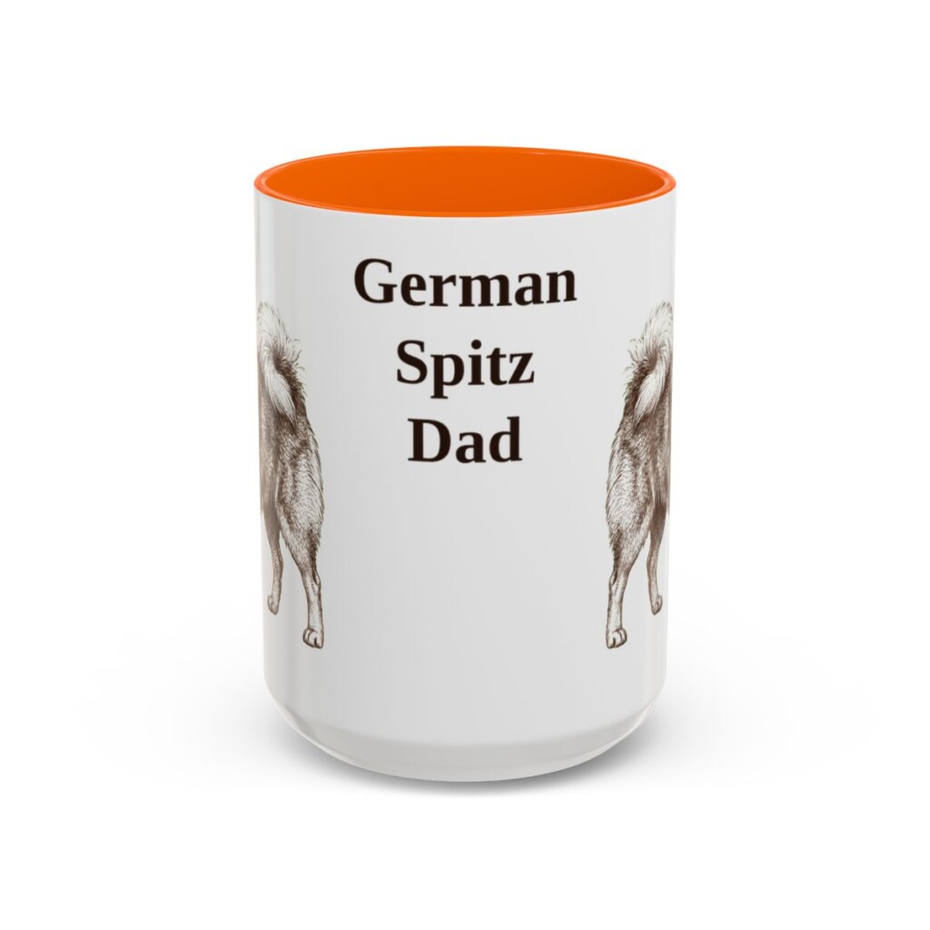 15oz German Spitz Dog Dad Mug, Orange, front view